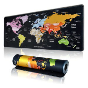 Alfombrilla Grande Gamer Antideslizante HopiPad Negra Mapa Del Mundo Negro