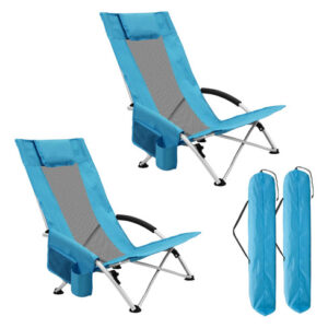 Sillas De Playa Plegables Altas Paquete De 2 Ligeras Azules Azul