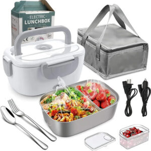 Lonchera Térmica Eléctrica Portátil 1.5l Calentador De Alime Gris