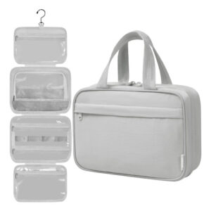 Neceser Colgante Gris Para Mujer 4 Compartimentos Organizado Color Diseño De La Tela