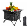 Mesa De Camping Plegable Portátil Negra Antideslizante 40x56 Negro