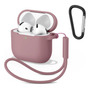 Funda De Silicona Rosa Para Apple AirPods 4 2024 Con Mosquet