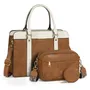 Set De 3 Bolsos Para Mujer Tote Bandolera Marrón Impermeable
