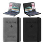 Cartera Para Pasaporte Rfid Ligera Protege Documentos Acceso Negro+gris