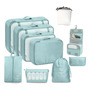 Organizador De Viaje Azul 13 Piezas Impermeable Maleta Azul