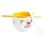Cuenco De Ramen Amarillo Con Palitos Y Cuchara 20 Onzas 3 Pi