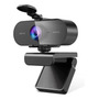 Webcam 2k Con Micrófono Para Pc Y Laptop Plug And Play Negro