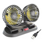 Ventilador Doble Portátil Usb 2 Velocidades 360 Grados Ajust Negro