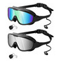 Gafas De Natación Antivaho Vista Amplia Uv Ajustables Unisex Aqua Y Plata Brillante