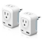 Adaptador De Enchufe Europeo 2 Salidas Tipo C Y Usb Blanco