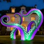 Pulpo Inflable Halloween Led Verde 218 Cm Decoración Fiesta
