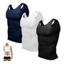 Camisetas De Compresión Para Hombre Fajas Moldeadoras 3 Piez Negro/blanco/azul Positivo