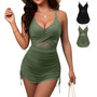 Traje De Baño Mujer Una Pieza Verde Control Abdominal Ajusta