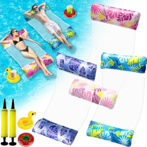 Hamaca Inflable De Agua Para 3 Personas Con Soportes Y Bomba Azul