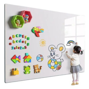 Pizarra Blanca Adhesiva Borrable 50x60 Cm Con Marcadores Ima Blanco