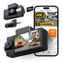 Cámara Dash Cam Triple Para Auto 4k 3 Cámaras Wifi 64gb