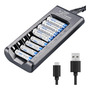 Cargador Pilas Recargables Aa Y Aaa 8 Ranuras Usb Carga Rápi