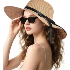 Sombrero Para Sol Mujer Ala Ancha Paja Beige Verano Vacacion Beige Talla Única