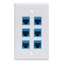 Placa De Pared Ethernet Cat 6 De 6 Puertos Color Blanco