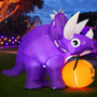 Inflable Halloween Dinosaurio 150 Cm Calabaza Led Decoración