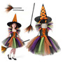 Disfraz De Bruja Para Niñas Con Sombrero Y Escoba Naranja Ha