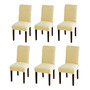Fundas Elásticas Para Sillas De Comedor 6 Piezas Beige Antid