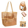 Bolsa De Playa Grande Plegable Para Mujer Con Bolsillos Nylo Caqui Diseño De La Tela Acabado De Los Herrajes Color De La Correa De Hombro