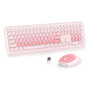 Combo Teclado Y Mouse Inalámbrico Rosa Retro Tamaño Completo Color Del Teclado Color Del Mouse