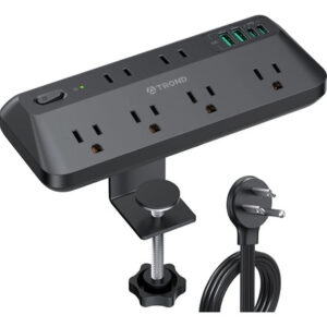 Regleta 6 Tomas 4 Usb Pd 20w Carga Rápida Clip Mesa 3m Negro