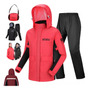Impermeable Motociclista Mujer Rojo 2xl Traje Lluvia Capucha Rojo-2xl Negativo