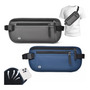 Cangurera De Viaje 2 Piezas Con Bloqueo Rfid Resistente Al A Gris Y Azul Diseño De La Tela