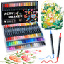 Set De 60 Plumones Acrílicos Doble Punta No Tóxicos A Prueba 60 Colores Surtidos