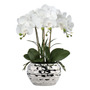 Orquídeas Artificiales 45 Cm Tacto Real Macetas Cerámica Pla Blanco