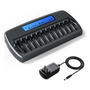 Cargador De Baterías Aa Aaa 12 Bahías Carga Rápida Lcd