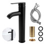 Grifo De Baño Mezclador Alto Acero Inoxidable Negro 2 Mangue Negro Acabado