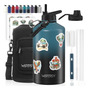 Botella De Agua Aislada 3.8l Libre De Bpa Tempara Fría 48h Negro/azul