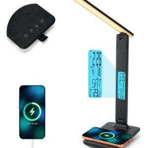 Lámpara De Escritorio Led Táctil Negra Con Carga Inalámbrica