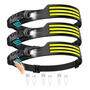 Lámpara De Cabeza Led 3pcs Impermeable Recargable 230 Gran A Blanco Negro
