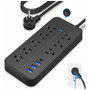 Regleta De Alimentación 12 En 1 Con 8 Tomas Y 4 Usb A C Color