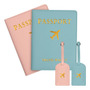 Set Portadocumentos De Viaje 2pcs Pasaporte Funda Rosa Azul Rosa+azul Diseño De La Tela