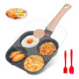 Sartén Antiadherente Para 4 Huevos Con Tapa Y Espátula Negra Negro