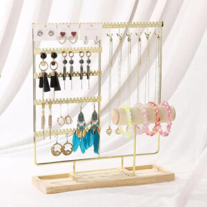 Organizador De Joyas De Metal Para Collares Y Anillos Beige Expositor De Joyas