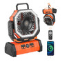 Ventilador De Camping Recargable 20000 Mah Con Luz Led 8 Pul Naranja-auto-oscilación Y Control Remoto
