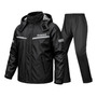 Impermeable Motociclista 3 Piezas Con Capucha Y Reflectantes Plateado Ajuste Regular
