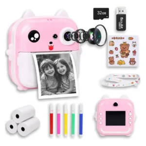 Cámara Instantánea Para Niños 1080p Rosa Con Impresión Rápid