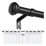 Barra De Cortina Ajustable 150 A 300 Cm Metal Negro Soportes Negro