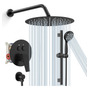Juego De Ducha Negro Mate Con Cabezal De Lluvia De 30 Cm