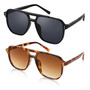 Lentes De Sol Cuadrados Marrones Protección Uv 400 Para Homb Marrón Marrón/gris