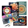 Set 4 Libros Para Colorear Adultos Con 24 Marcadores Doble P