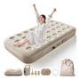 Colchón Hinchable Electrico 40 Cm Cama Camping 450 Kg Beige Color Beige